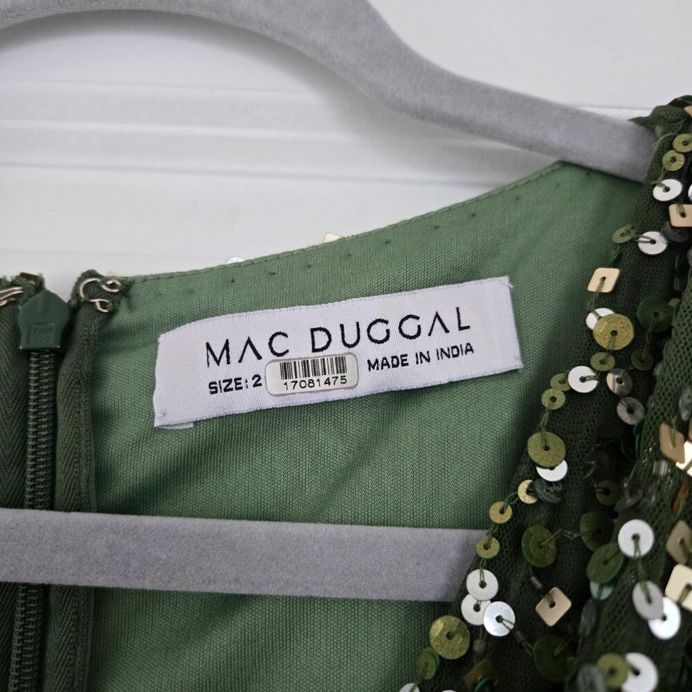 MAC DUGGAL Green Sequin Draped Dress, US size 2 - Picture 9 of 13